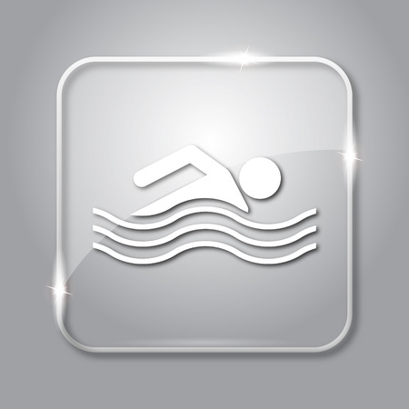 Water sports icon. Transparent internet button on grey background.の写真素材