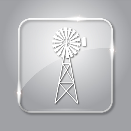 Classic windmill icon. Transparent internet button on grey background.の写真素材