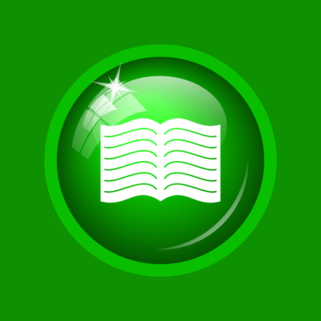 Book icon. Internet button on green background.の写真素材