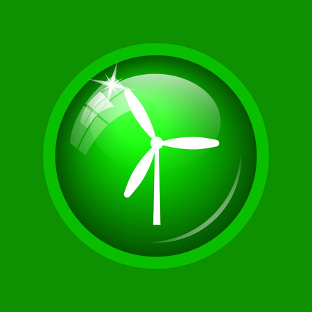 Windmill icon. Internet button on green background.の写真素材