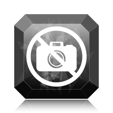 Forbidden camera icon, black website button on white background.の写真素材
