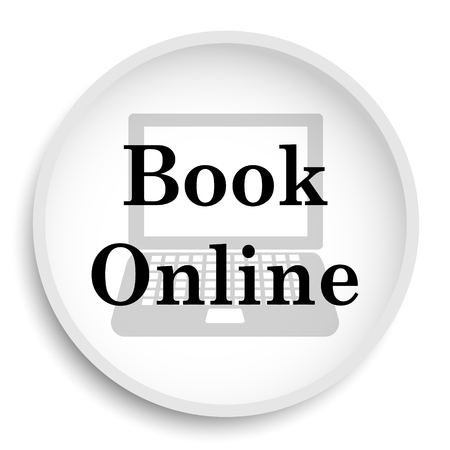 Book online icon. Book online website button on white background.の写真素材