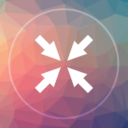 Exit full screen icon. Exit full screen website button on low poly background.の写真素材