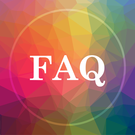 FAQ icon. FAQ website button on low poly background.の写真素材
