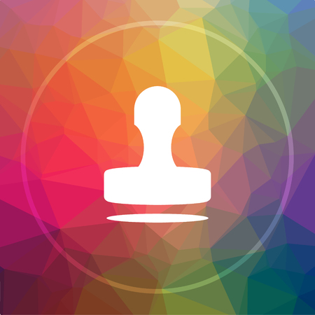 Stamp icon. Stamp website button on low poly background.の写真素材