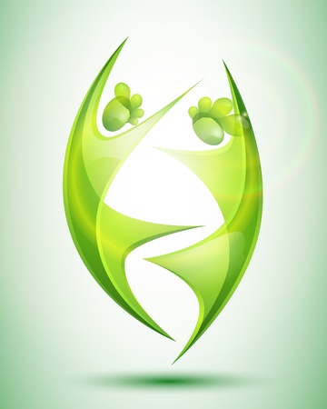 Eco-icon with green dancersのイラスト素材