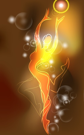 Neon ballerina in sketch styleのイラスト素材