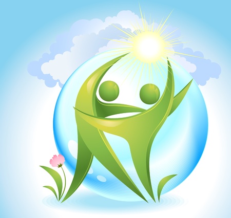 Eco-icon with green dancersのイラスト素材
