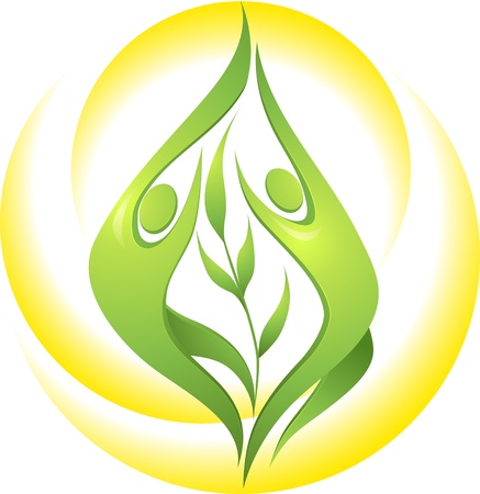 Eco-icon with green dancersのイラスト素材