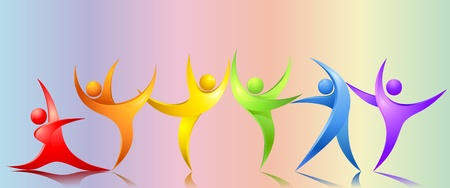 Absract rainbow people dancing balletのイラスト素材