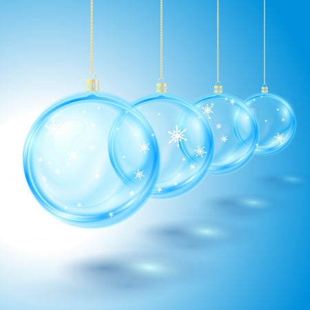 Transparent glass Christmas Ball on blue backgroundのイラスト素材