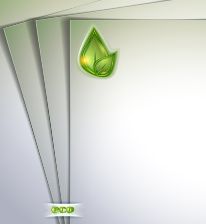 Blank Note Paper With Green Leafのイラスト素材