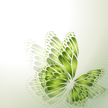 Abstract background with green butterflyのイラスト素材