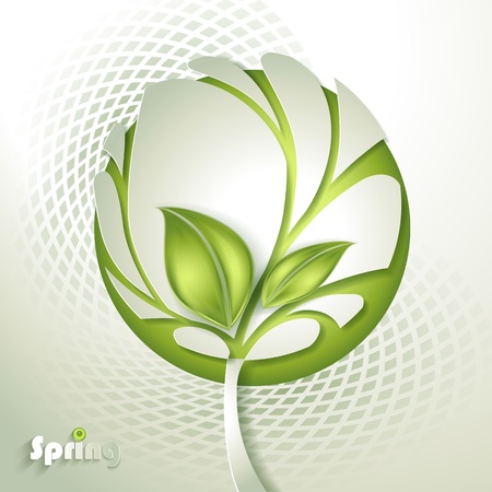 Abstract paper tree with green leafのイラスト素材