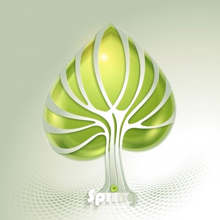 Abstract paper tree with green leafのイラスト素材