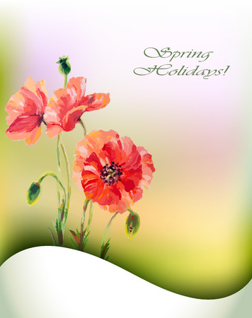 Spring flowers invitation template card  のイラスト素材