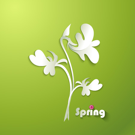 Spring background  Paper violet on green のイラスト素材