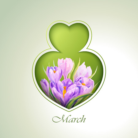 Spring flowers invitation template card. 8 March.のイラスト素材
