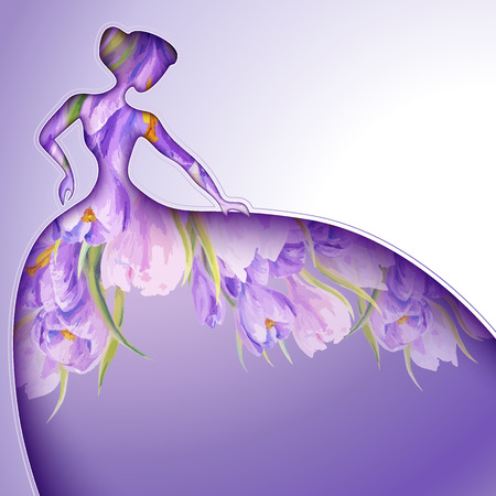 Beautiful young woman with flowersのイラスト素材