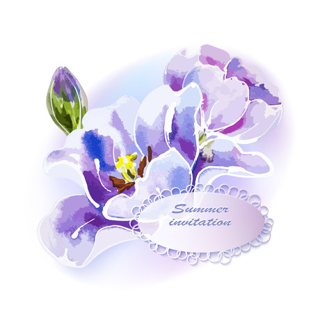 Purple tulip, watercolor painting.のイラスト素材