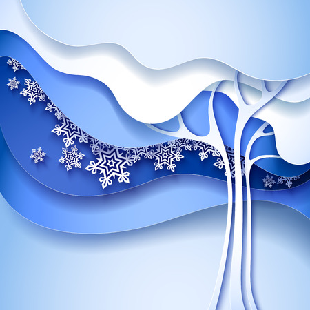 Abstract winter tree. Paper nature background.のイラスト素材