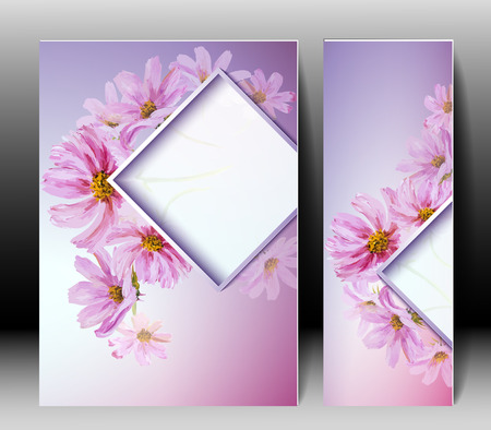 Spring flowers invitation template card. のイラスト素材