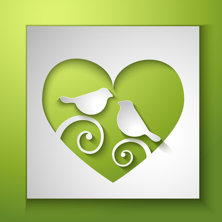 Background with birds and love heart invitation card vectorのイラスト素材
