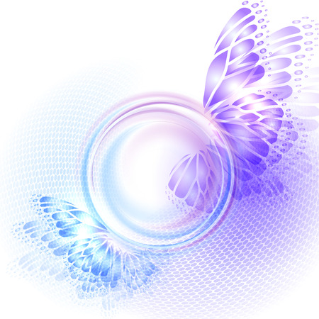 Background with soft transparent circle and butterflyのイラスト素材