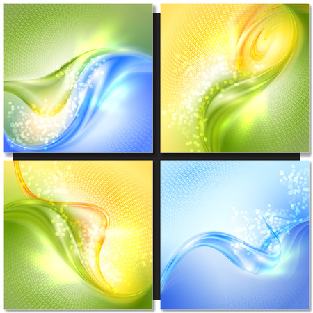 Set of abstract colorful wave backgroundsのイラスト素材