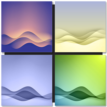 Green abstract background with light lines and shadows.のイラスト素材