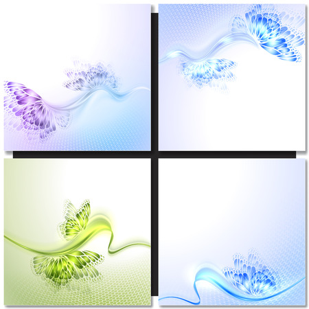 Abstract wave green blue background with butterfly wingsのイラスト素材