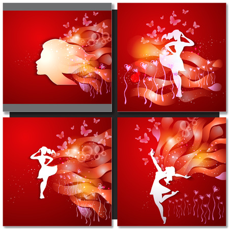 Valentine Day Greeting Card. Beautiful young woman with flowers. Paper art design.のイラスト素材