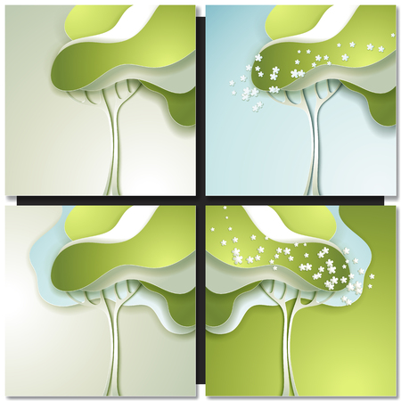 Abstract spring tree Paper vector designのイラスト素材