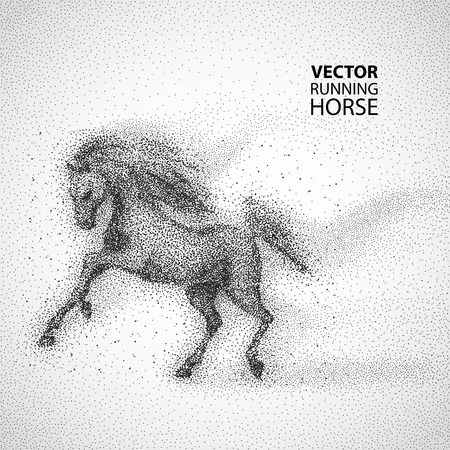 Running horse. Particles design Vector illustrationのイラスト素材