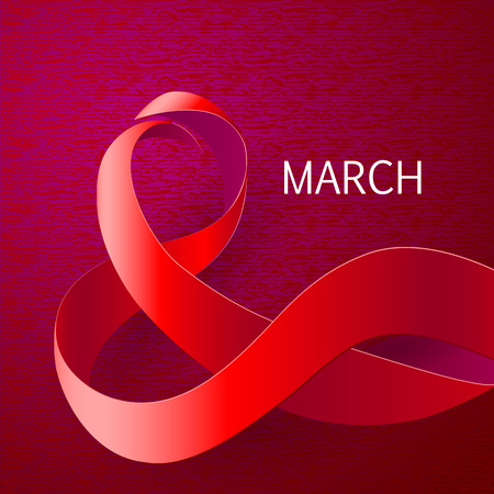 Happy Womens Day Paper Design.  Ribbon March 8 greeting card.のイラスト素材