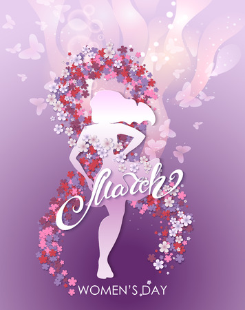 Party flyer, banner or template with young girl for International Women Day celebration.のイラスト素材