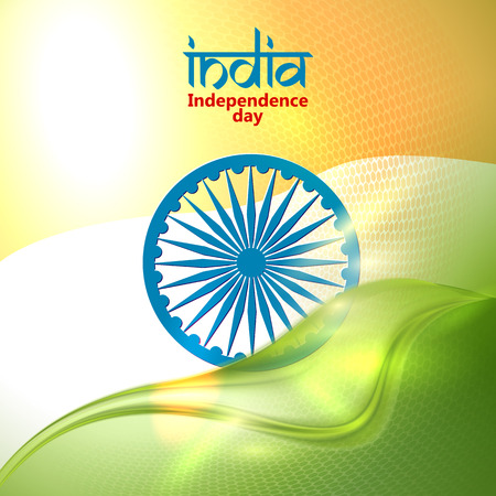 Indian Independence Day concept background with Ashoka wheel. Vector Illustration. Flag India theme background for Republic day.のイラスト素材