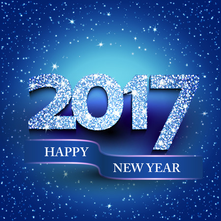 Happy new year 2017 blue background. New Year greetings card. Vector illustrationのイラスト素材