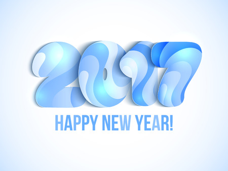 New Year 2017 greeting card.  illustration. Blue numbers on white background.のイラスト素材