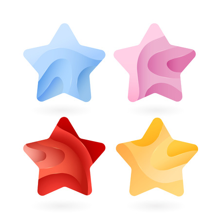 Set of Colorful stars stripped color. illustrationのイラスト素材