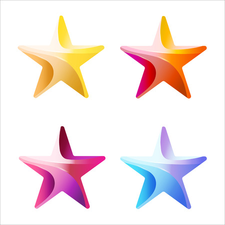 Set of Colorful stars stripped color.のイラスト素材