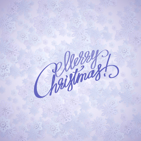 Merry christmas handwritten text on purple background with snowflakes. Vector illustration EPS10のイラスト素材