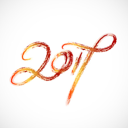 Hand drawn lettering greeting card with calligraphy for 2017 Happy New Year. Vector illustrationのイラスト素材