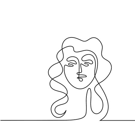 Continuous line Abstract portrait of a woman.のイラスト素材