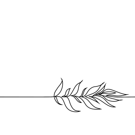 Continuous line drawing of plant with leaves. Vector illustrationのイラスト素材