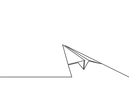 Continuous line drawing of paper airplane. Vector business icon message illustrationのイラスト素材