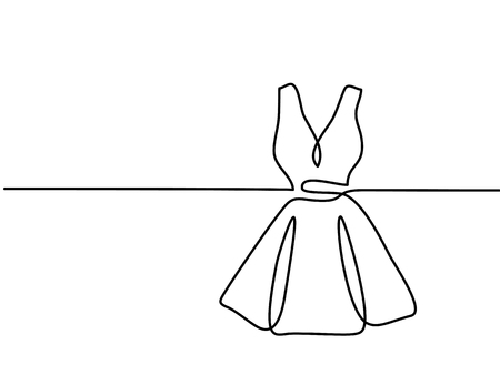 Silhouette holiday woman dress. Continuous line drawing. Vector illustrationのイラスト素材