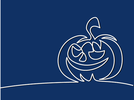 Continuous line drawing of Halloween pumpkin. Vector illustrationのイラスト素材