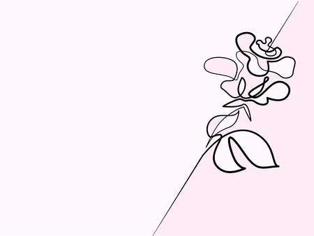 Continuous different width line drawing. Beautiful rose flower logo. Vector illustration. Concept for logo, card, banner, poster, flyerのイラスト素材
