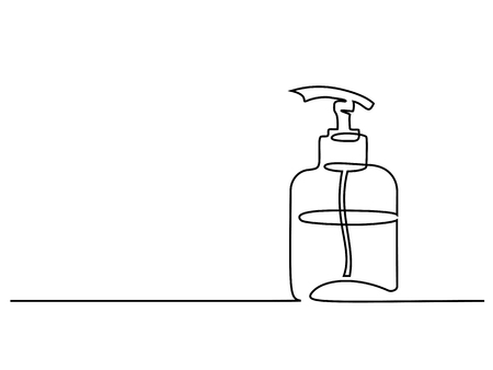 Continuous one line drawing. Cosmetic shampoo bottle. Vector illustrationのイラスト素材
